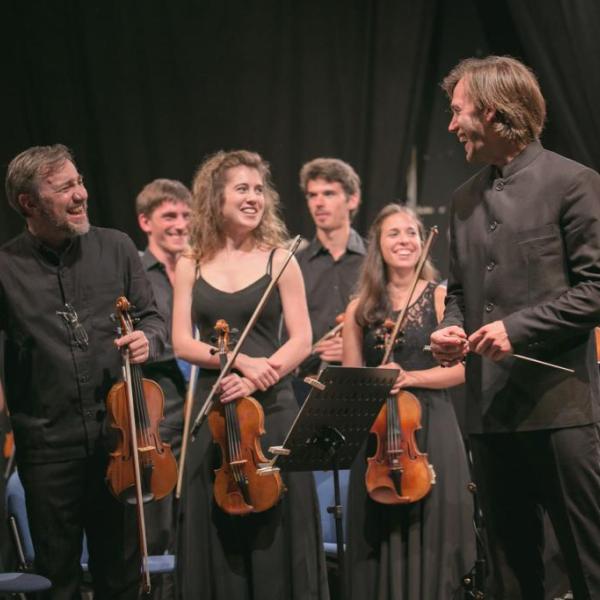 Marco Seco e il primo violino di LaFil, Carlo Maria Parazzoli (primo violino di Santa Cecilia), Foto Nicola Malnato