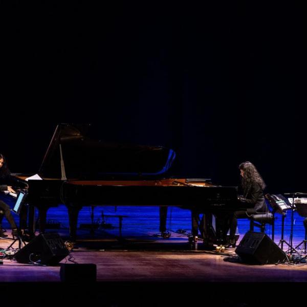 Bryce Dessner,  Katia e Marielle Labèque,  David Chalmin (Foto Cosimo Trimboli)