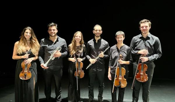 Da sinistra Rebecca Innocenti - Nicolò Ricciardo - Lucia Caputo - Niccolò Susanna - Giorgia Lenzo - Fabrizio Berto Orchestra Filarmonica di Torino OFT Lab