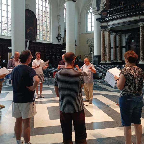 Huelgas Ensemble durante la prova nella Saint-Pauluskerk (foto di Paolo Scarnecchia)