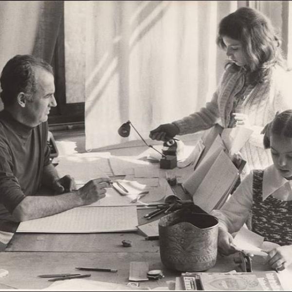 Luigi Nono con le figlie Silvia e Serena