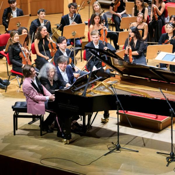 Martha Argerich,  Ricardo Castro, Federico Gad Crema (Foto Andrea Ranzi / Bologna Festival)