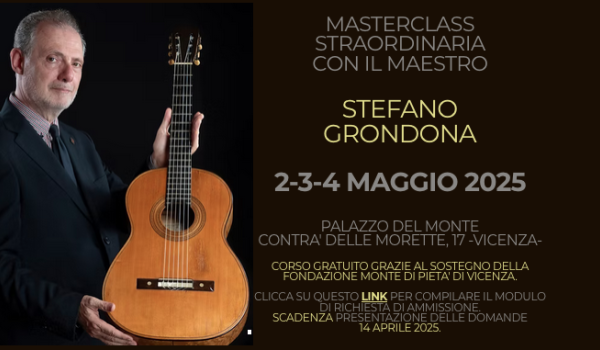 Vicenza, Terza Masterclass Straordinaria di chitarra classica del M° Grondona